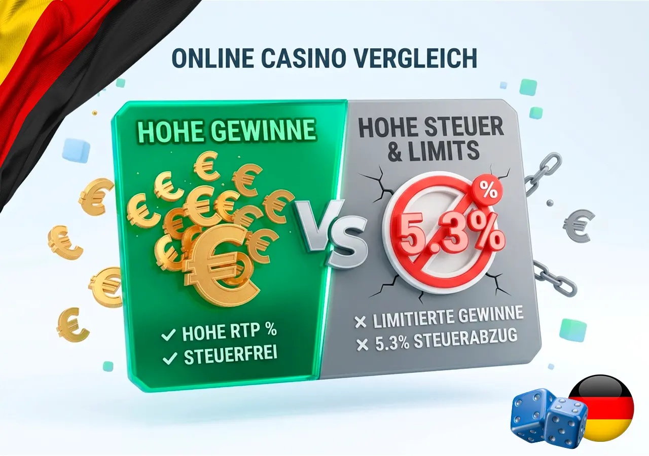 Direktvergleich Casino ohne Steuer gegen deutsches GGL Casino mit Beschränkungen
